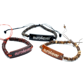 6x Kokosarmband med Slogan - Euro4Ever