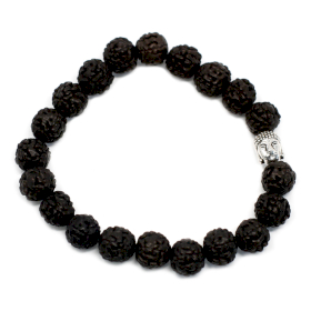 6x Rudraksha Buddha Mala Armband - Mörk