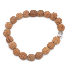 6x Rudraksha Buddha Mala Armband - Naturlig