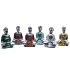 6x Mini-Buddha Silver (Blandade Färger)