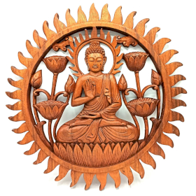 Buddha & Lotus Träpanel - 40cm