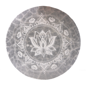 Mellanstor Selenitplatta 10cm -  Lotus Mandala