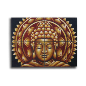 Guld Buddha & Mandala Brokad-detalj 30x40cm x 4