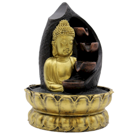 Bordsfontän - 30cm - Gyllene Buddha & Vattenkrukor