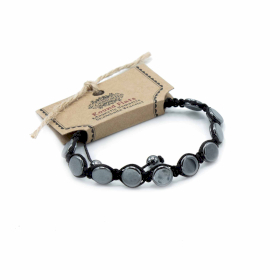 3x Magnetisk Shamballa Armband av Hematit -  Runt & Platt