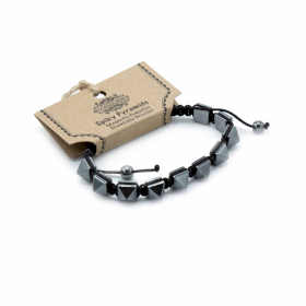 3x Magnetisk Shamballa Armband av Hematit -  Spetsiga Pyramider