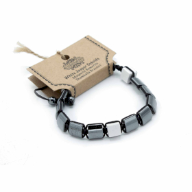 3x Magnetisk Shamballa Armband av Hematit -  Vit Jaspis Rätblock