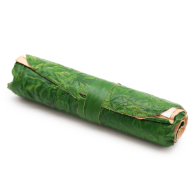 Grön Läderbunden Anteckningsbok i Rulle (21x15 cm) - 96 Sidor