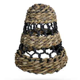 Stor Naturlig Lampskärm av Bananblad & Hitam Raffia - H:36cm D:34cm