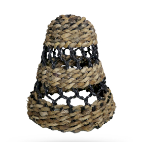 Medelstor Naturlig Lampskärm av Bananblad & Hitam Raffia - H:30cm D:26cm