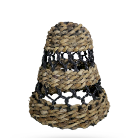 Liten Naturlig Lampskärm av Bananblad & Hitam Raffia - H:25cm D:20cm