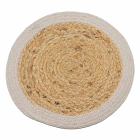 4x Naturligt Tallriksunderlägg - Jute & Bomull 30cm - Elfenben