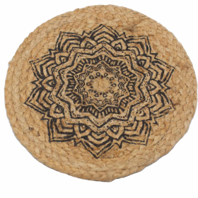 4x Naturligt Tallriksunderlägg - Jute 30cm - Mandala