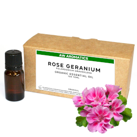 10x Ros Geranium Ekologisk Eterisk Olja 10ml - Utan Etikett