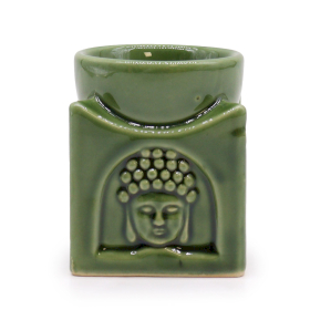 Kvadratisk Buddha Oljebrännare - Mörk Jade