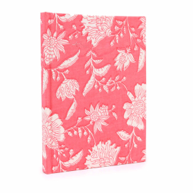 Bomullsbundna Anteckningsböcker (20x15cm) - Rosa med Blommor
