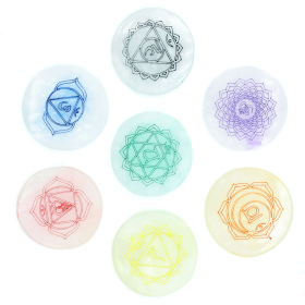 Chakra Set med 7 Selenitplattor