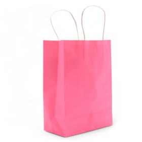 12x Stor Papperspåse med Rephandtag (26x32x12cm) - Rosa (130g)