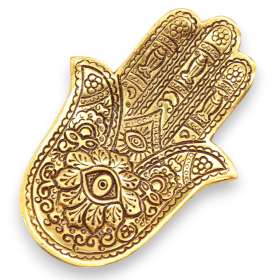 6x Liten Rökelsehållare i Guld Aluminium - Hamsa 13x5.5cm