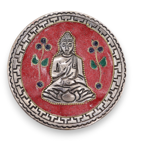 6x Rökelsehållare - Buddha med Röd Dekor 10cm