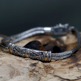 Armband i Silver & Guld - Unisex Dubbel Kedja